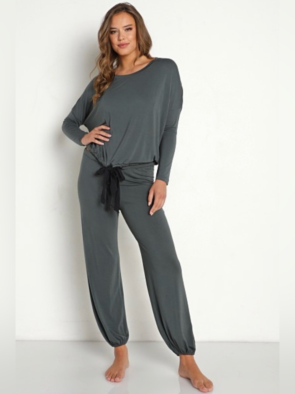 Eberjey Slouchy Gisele Loungewear Set - Kelp and Black